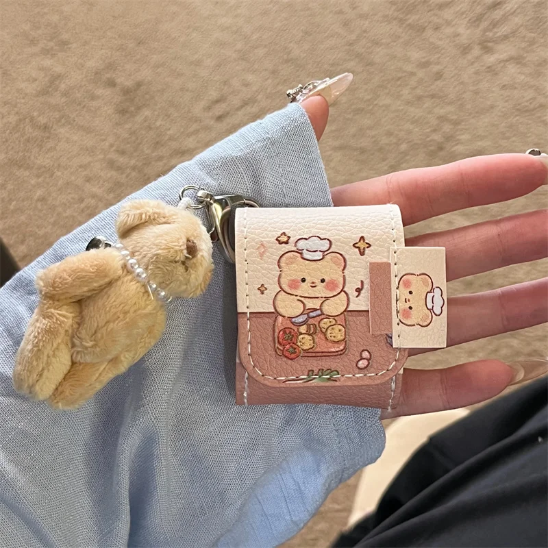 Funny Chef Bear Earphone Case For Airpods 4 3 2 1 Pro Cover with Little bear pendant Headphone Charging Dust Cases For Airpods 2