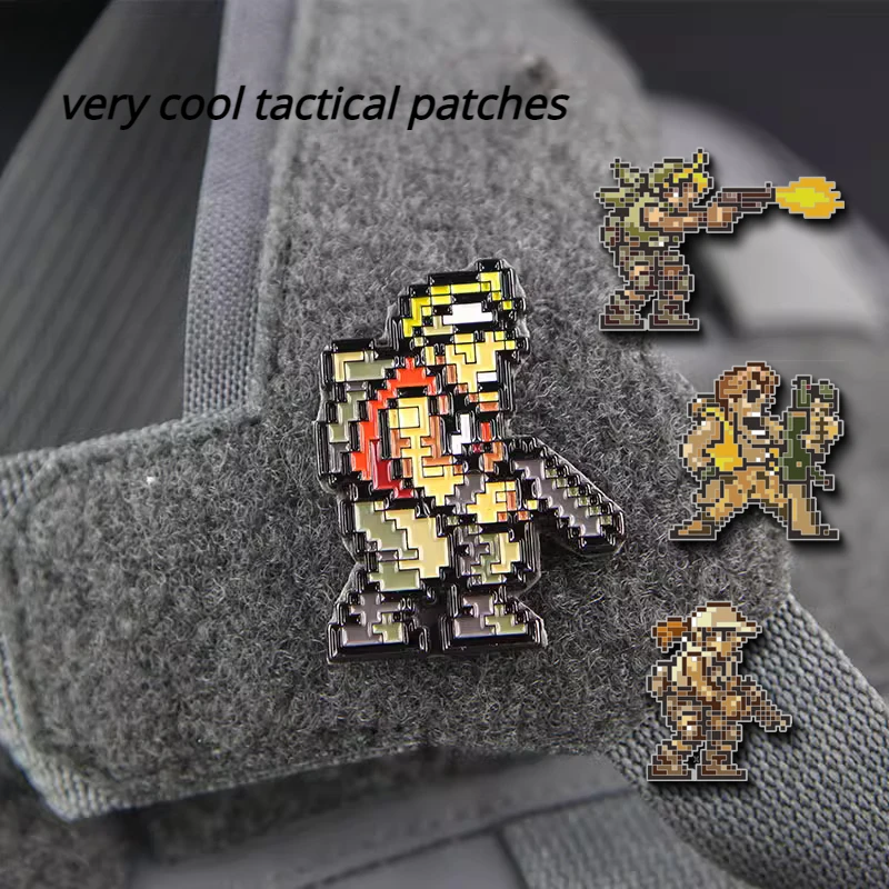 

Metal Arcade Game Characters Patches for Clothing Mosaic Pixel Wind Hook and Loop Alloy Backpack Morale Badge Tactical Stickers