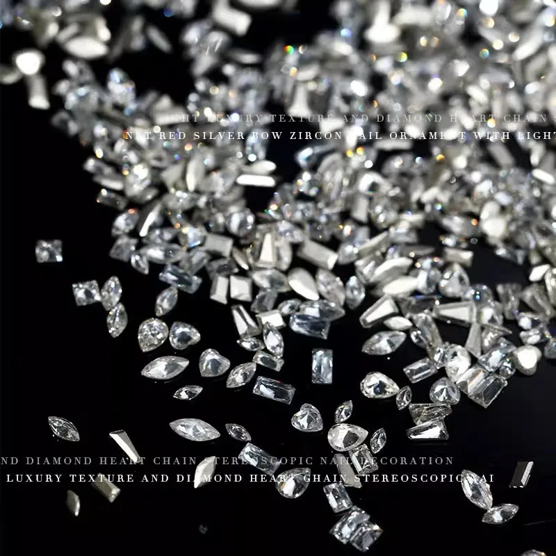 50PCS Sparkle 5A Mini Zircon Diamond Nail Art Charms 3D White Colorful Mix Shape Chamfered Gems Decoration Manicure Accessories