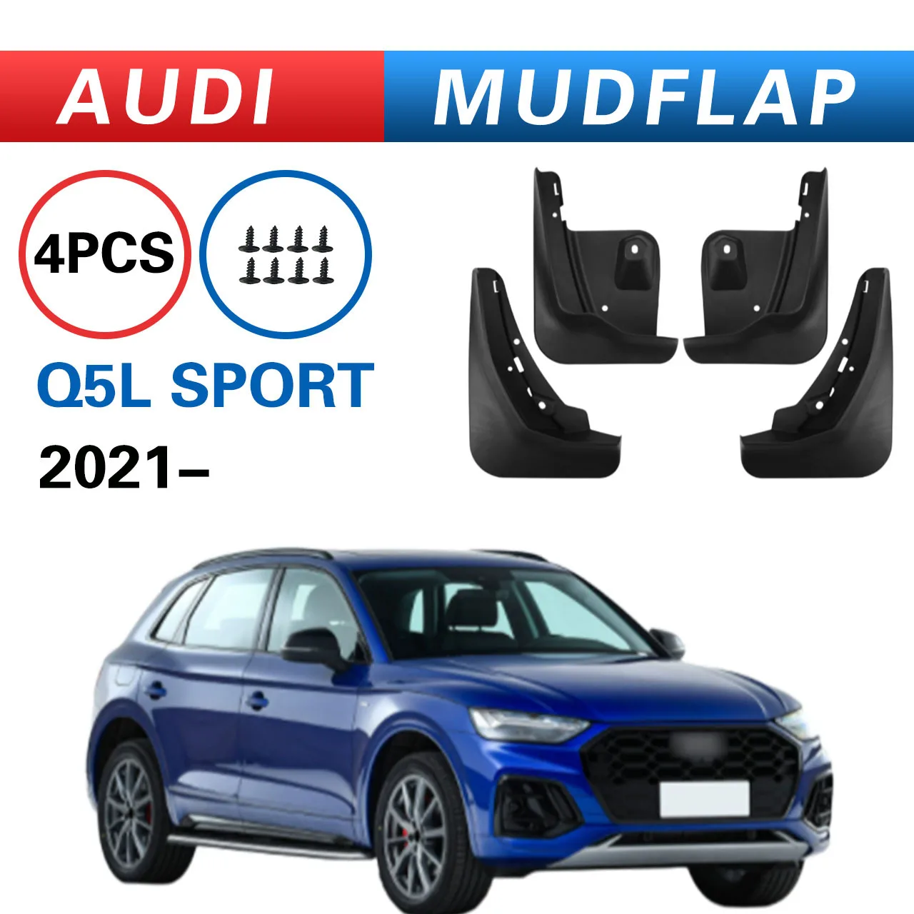 

Front Rear Mudguards 4Pcs PP Black Fender Anti-Snow Anti-Sand Guard Protector Cover for Audi Q5L 2021-2025 car Accessories