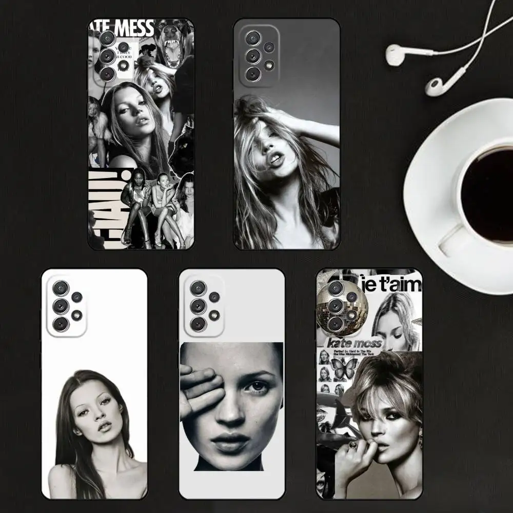 

90s Brit Retro Kate M-Moss Phone Case For Samsung S25,S24,S21,S22,S23,S30,Ultra,S20,Plus,Others Soft Black Cover
