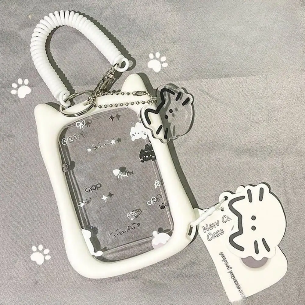 

Transparent Cat Ear Card Holder Student Campus Card Meal Card Bus Subway Hanging Rope Protection Cover Creative Bag Pendant