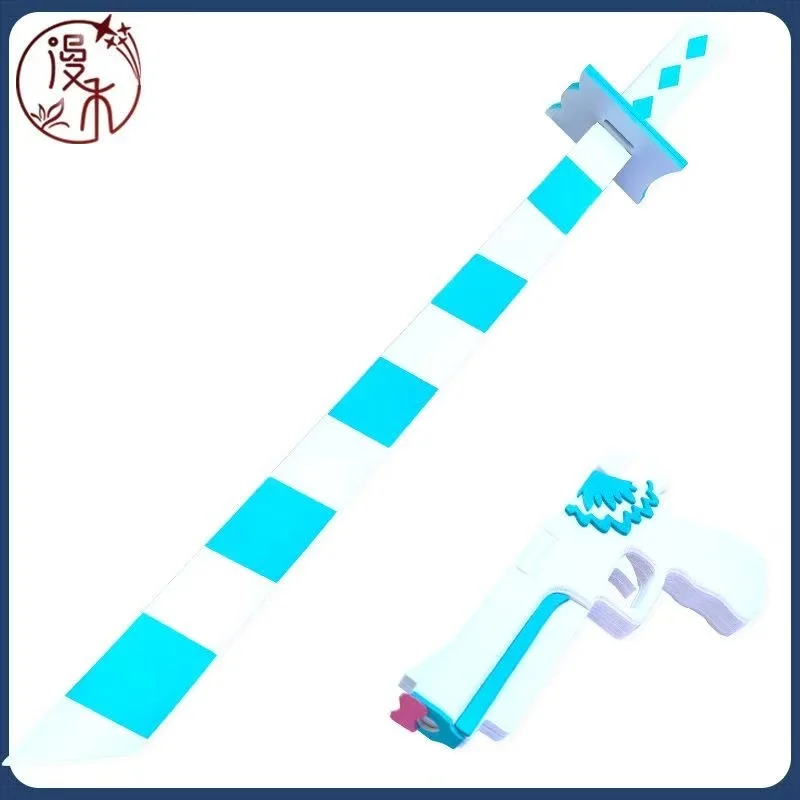 Kostium Panty & Stocking with Garterbelt, niebiesko-białe paski, rekwizyty, miecz, broń, Halloween, Boże Narodzenie, przebranie na imprezę, akcesoria.