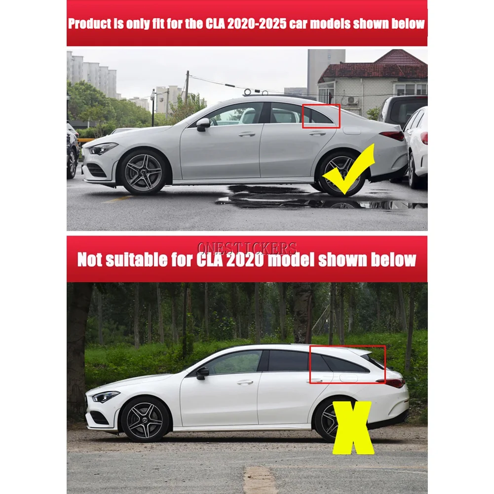 For Mercedes Benz CLA Class AMG C118 W118 CLA180 200 220 250 260 2020-2025 Car Rear Door Louver Window Frame Trim Cover Sticker