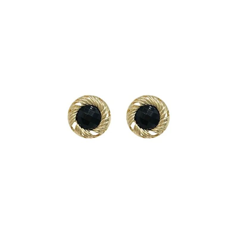 925 Silver Needle Modern Jewelry Vintage Black Earring Popular Gold Color Exaggerated Round Earrings For Women Party Gifts