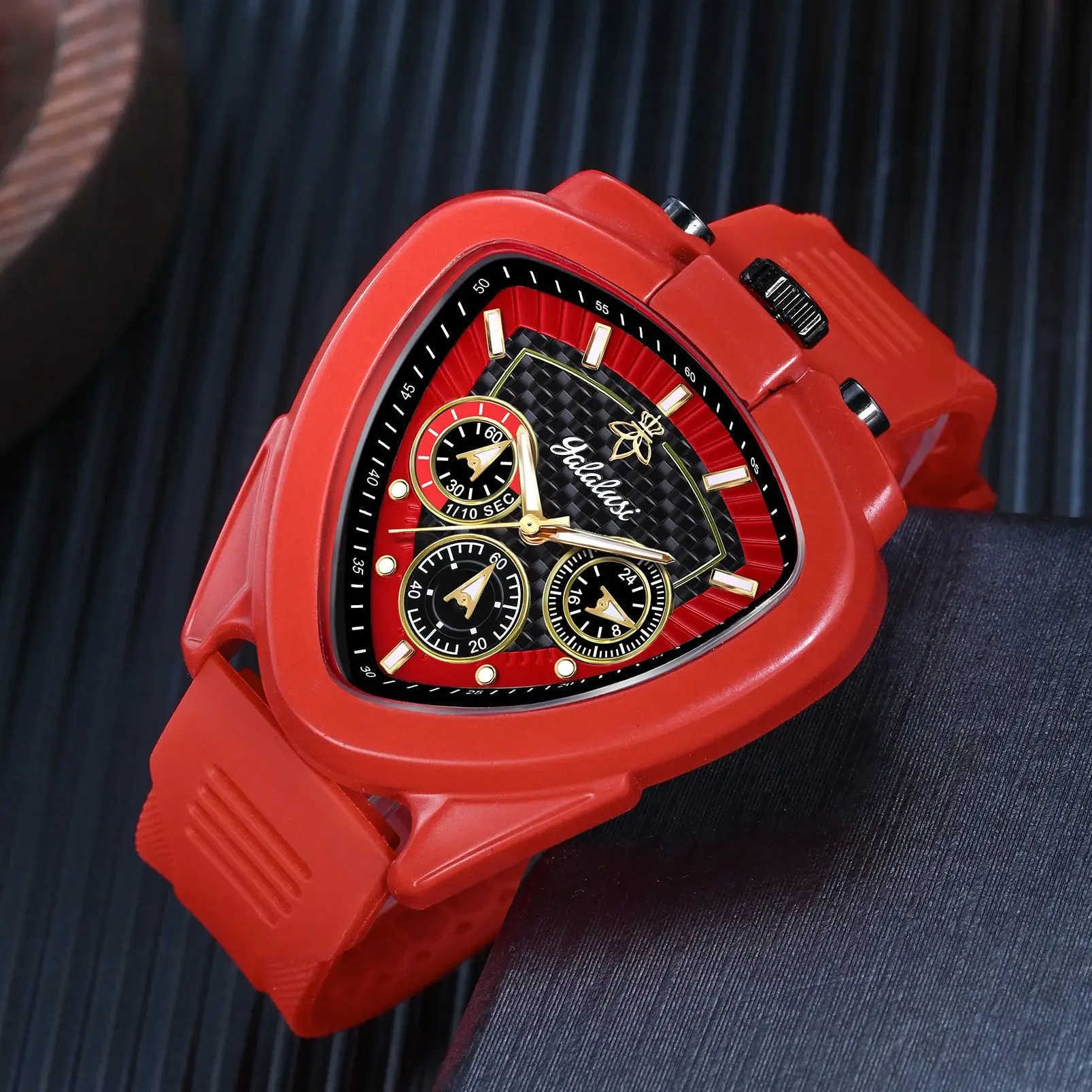 YaLaLuSi Men's Watch: Water-Resistant Quartz Bracelet Watch with Triangular Dial, Mechanical Dial, Gift Watch for Boys
