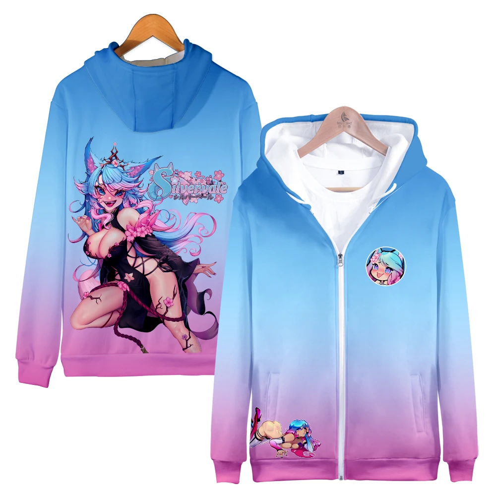 

VTuber Silvervale Anime Zipper Sweatshirt Long Sleeve Men Women's Hoodie Harajuku Streetwear 2023 New Japan Manga 3D Clothes