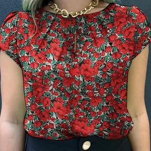 Retro Zanzea Printed Women's Blouse Elegant Summer Tunic Shirt Tunic Short Sleeve Beach Blouse Blouses Causal The Neck 8 Main Sales Bohemia Blouse - №8