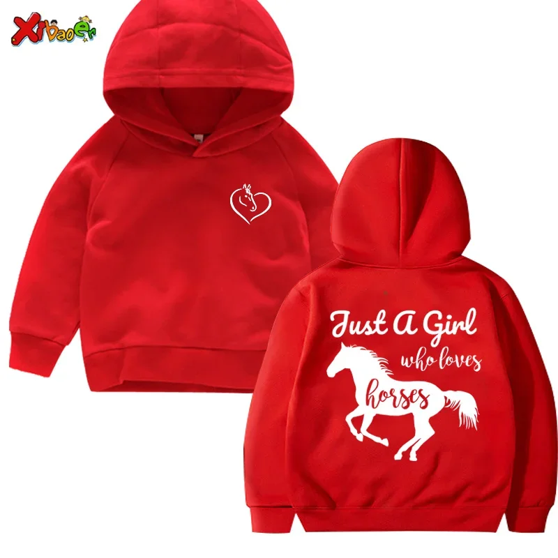 Hoodie Girls Kids Hooded Children's Clothing Just A Girl Who Love Horse T Shirt Boys Sweatshirts 2025 Toddler Baby Clothes Cool