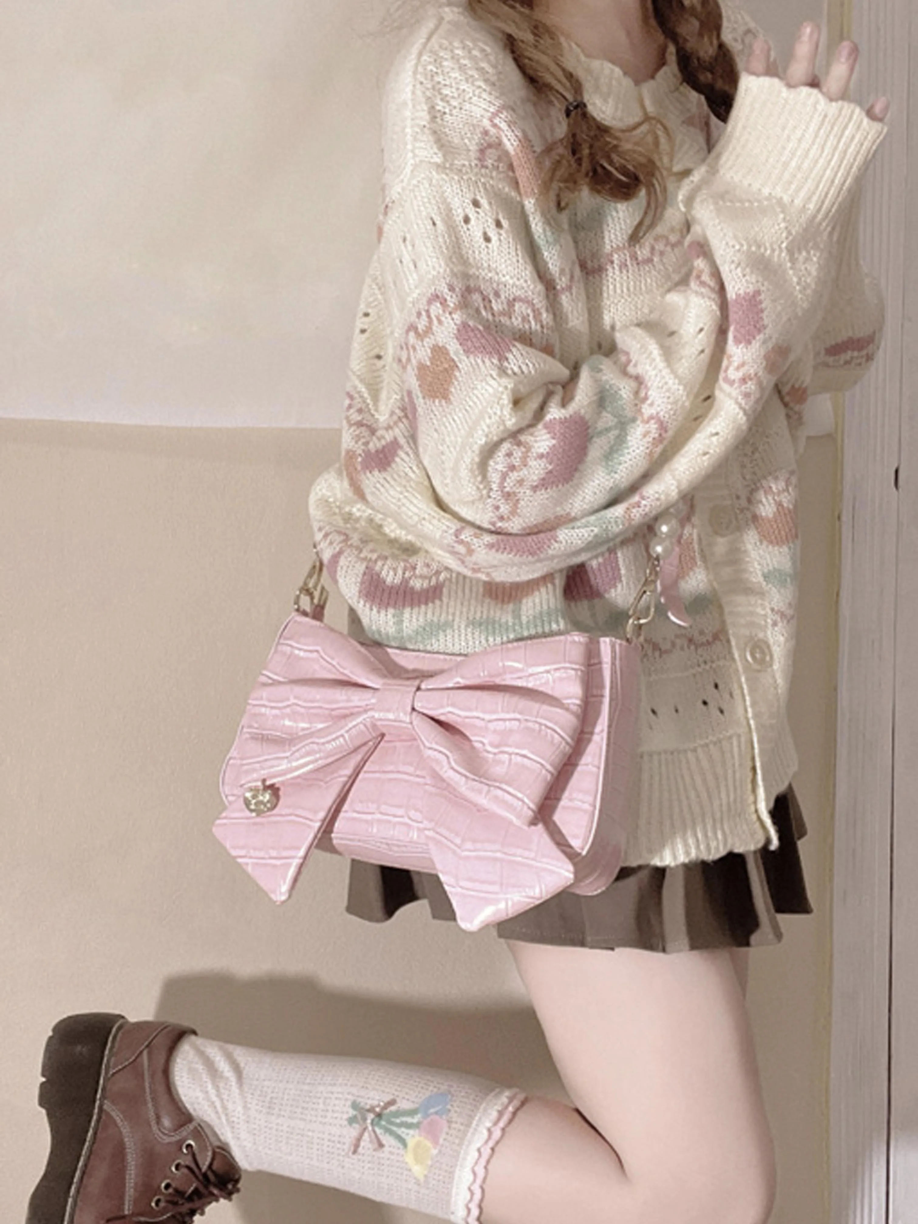 

Japanese Original Sweet Cute Lolita Butterfly Shoulder Messenger Bag Women Small Food Allowance Underarm Bag for Ltabag Female