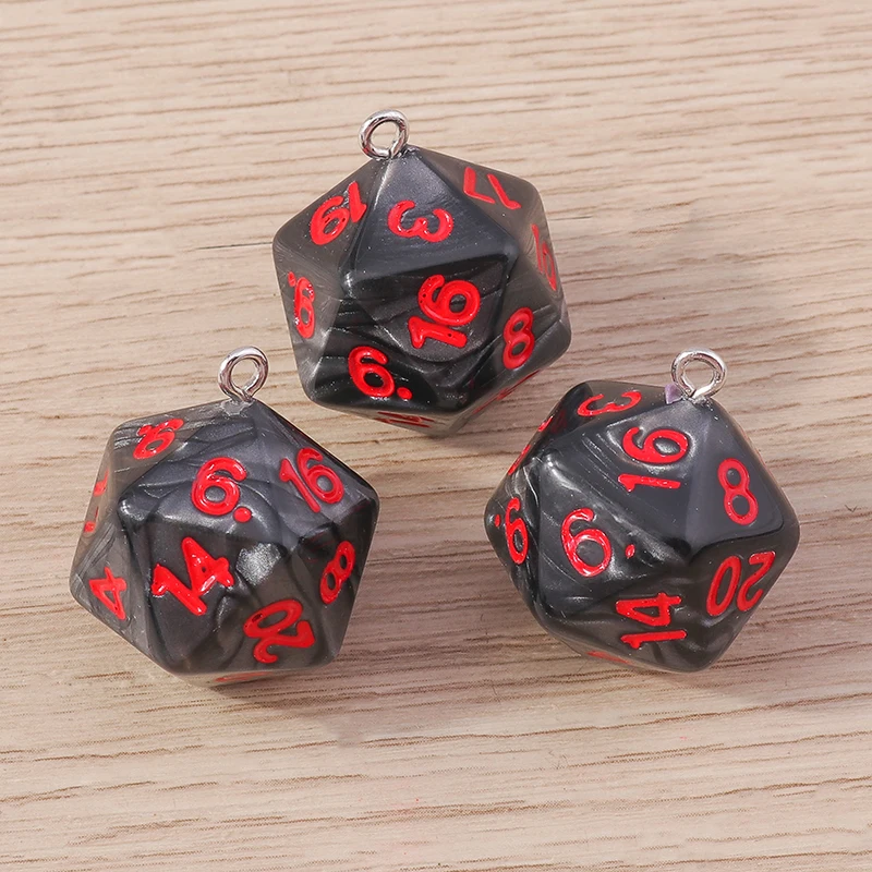 Tusember 5 Stück bunte Acryl-Würfel-Anhänger für DIY-Ohrringe, Halsketten, Schlüsselanhänger, Harz, DND RPG, Spiele, Würfel-Charms, Zubehör – Detail 10