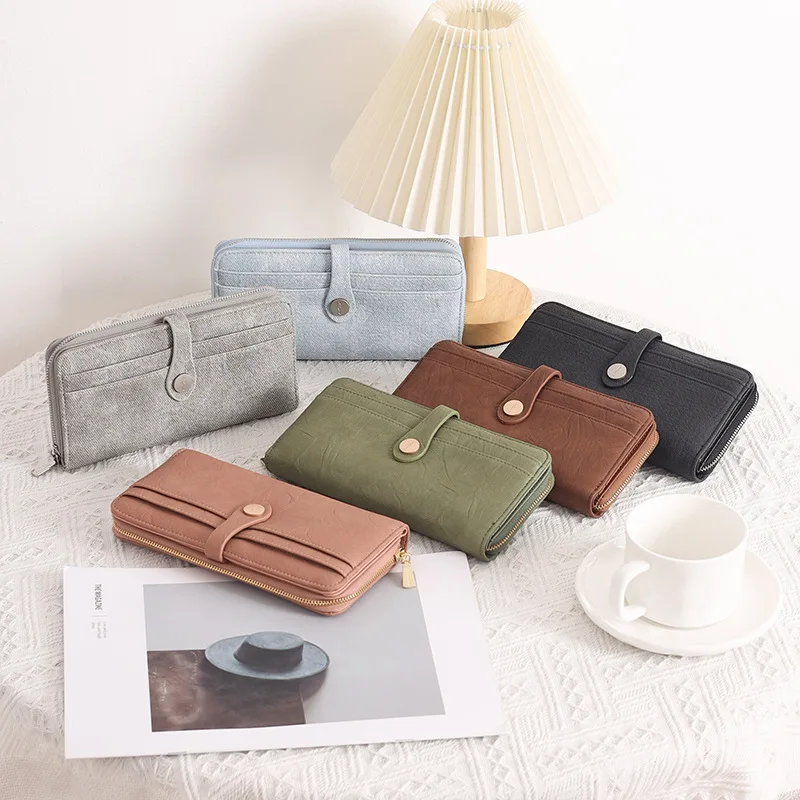 

PU leather ladies' long wallet with multiple pockets, large capacity, multi-functional mobile phone integrated storage wallet