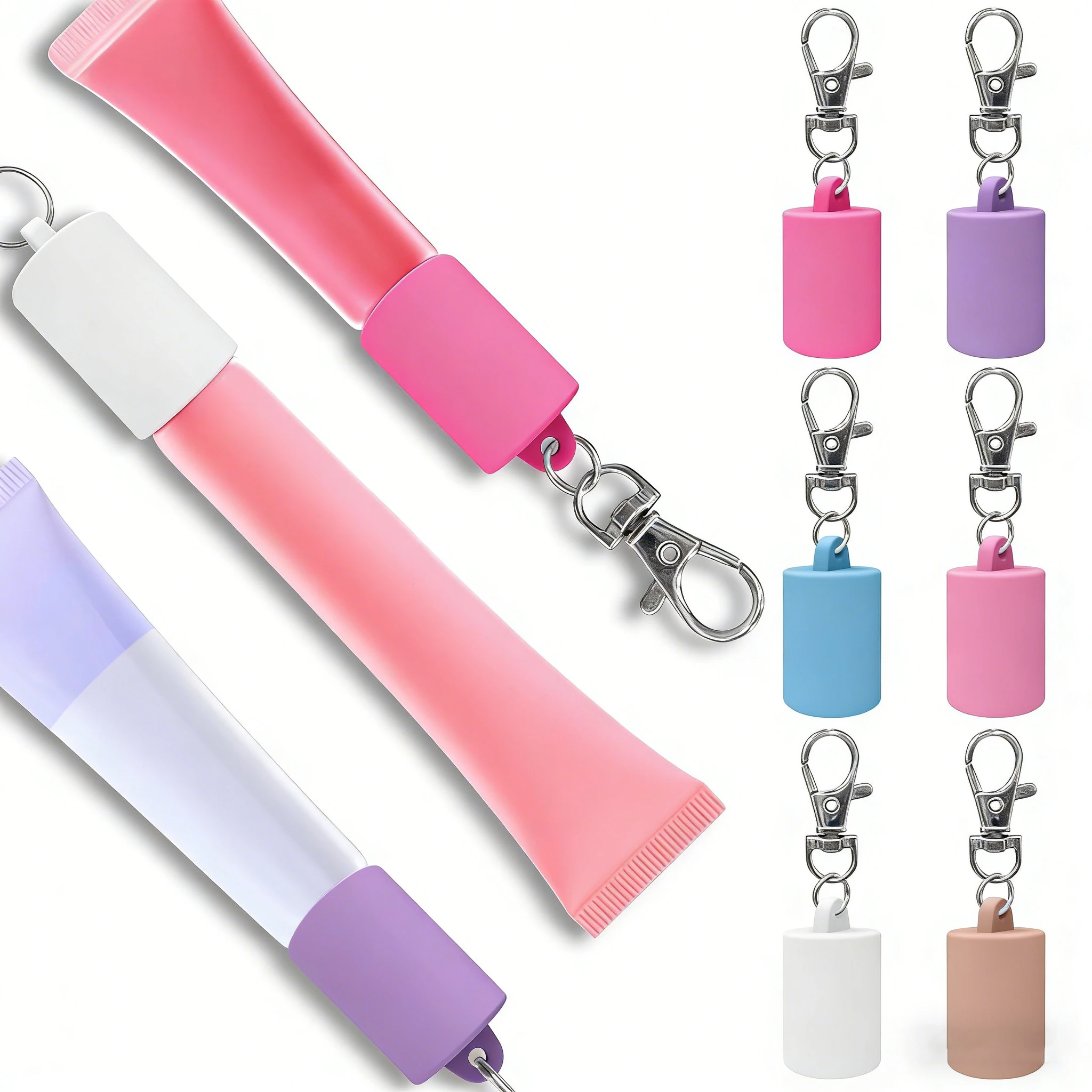 1/4 Piece Practical Silicone Keychain Cover, Portable and Durable Storage Case, Suitable for Storing Lip Balm and Lipstick