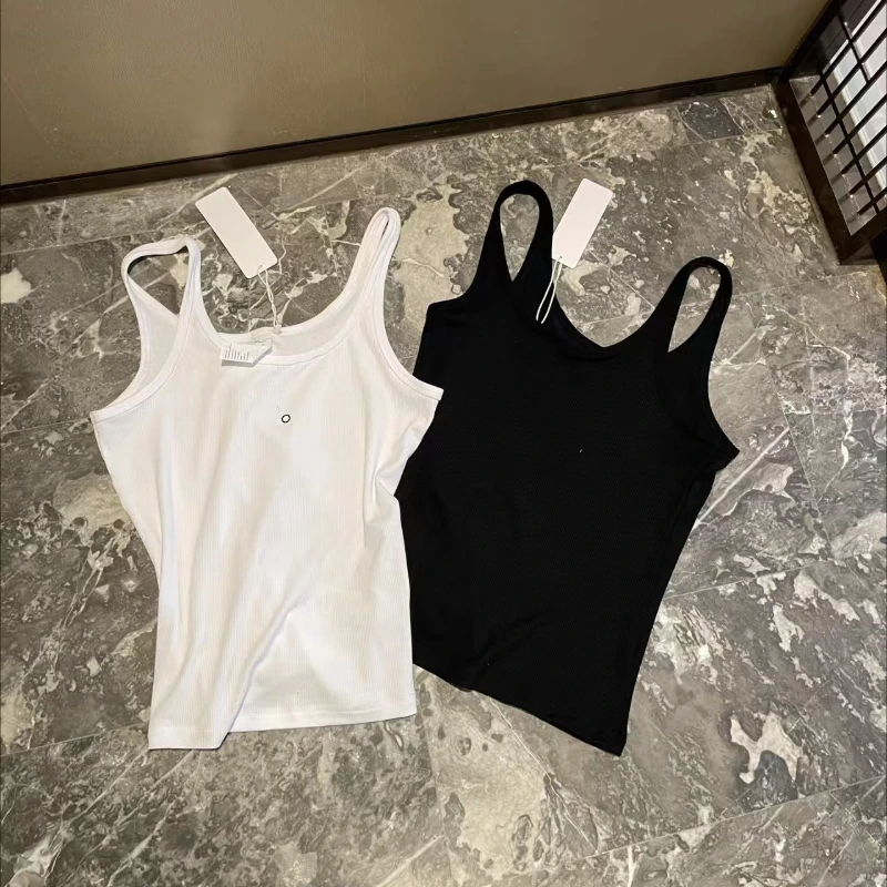 

Fashion Simple Slimming Tank Top 2025 Summer New Letter Printed Knitted Tank Top High Elasticity Black White Leisure Top