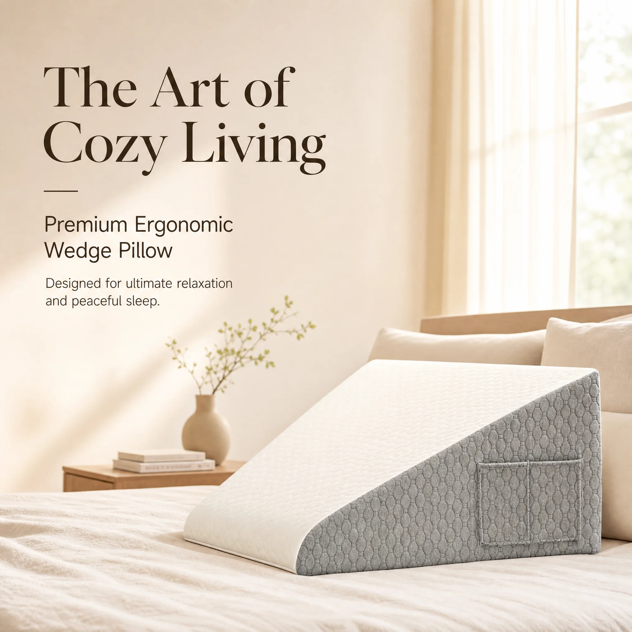 Orthopedic Wedge Pillow for Acid Reflux & Post-Surgery Sleep, Triangle Elevated Air Layer Foam Cushion for Bedside Office Dorm