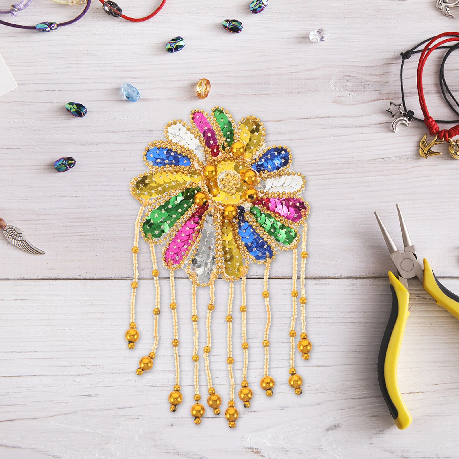 

2pcs Sequin Fringe Shoulder Epaulettes Flower Beaded Pads For Women Costume Cosplay Performance Clothing Accessories Handicraft