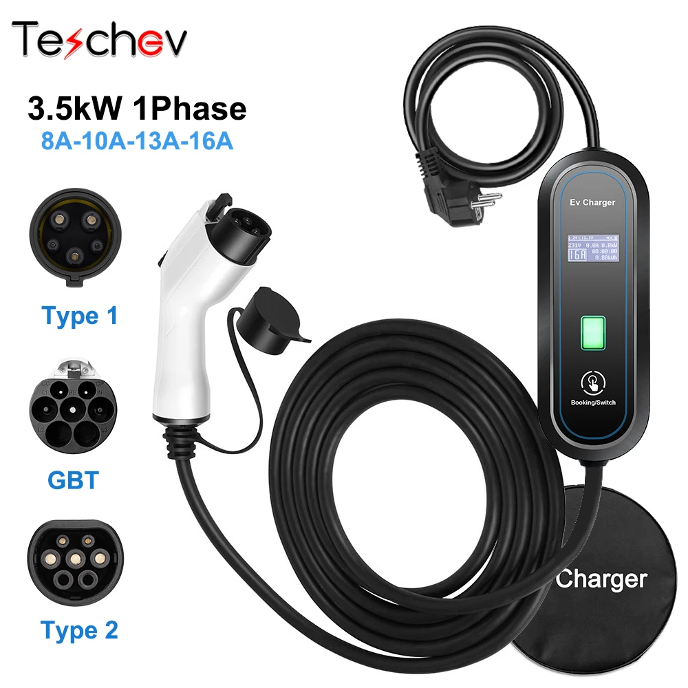 220V Level 2 Fast Charge EV Charger Type 2 Electric Car Charing Cable Type 1 GBT Cord EVSE Charging Station for Electric Vehicle