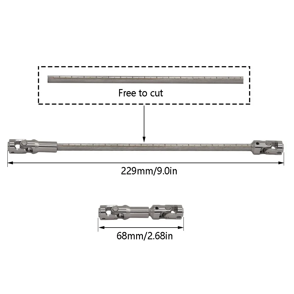 スチール製68-229mmカットトゥレングスドライブシャフトユニバーサルジョイントドライブシャフト、1/10 RCクローラーLCGリグ、スポーツスケーラー、キャプラSCX10 Pro用