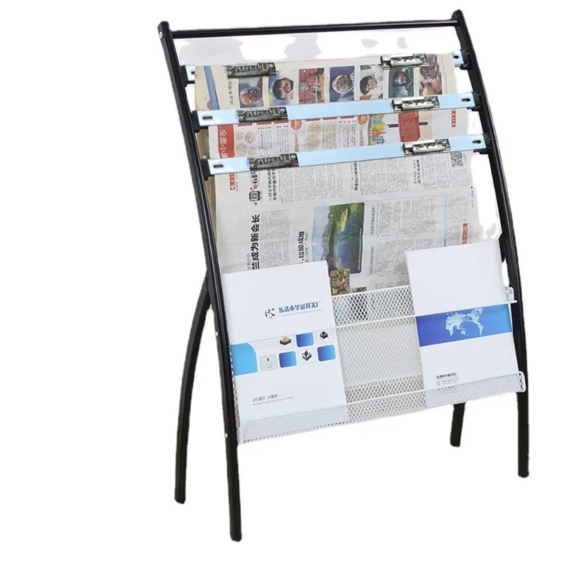 Newspaper Clip Display Rack, Magazine Pamphlet Organizer, Freestanding Literature Holder for Office Use