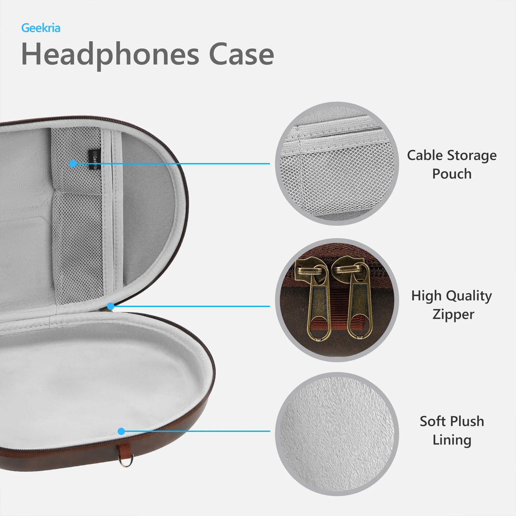 Geekria Headphone Case for Bose QC Ultra, QC45, QC 35II Headsets, Replacement Hard Shell Travel Carrying Bag (Brown)