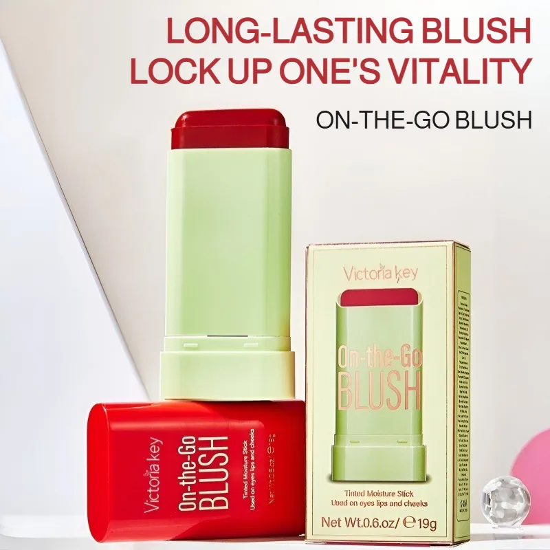 Set di evidenziatori e riparatori in stick per trucco nudo naturale, balsamo rosso per labbra e guance, doppio scopo