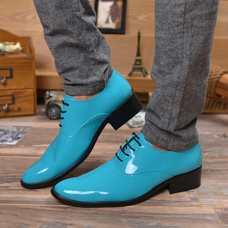 

Men's Pointed Toe oes Nightclub Patent Leather High Heel Increase Height Club Faion Single oes Youth Trend Glue Adhesiv...
