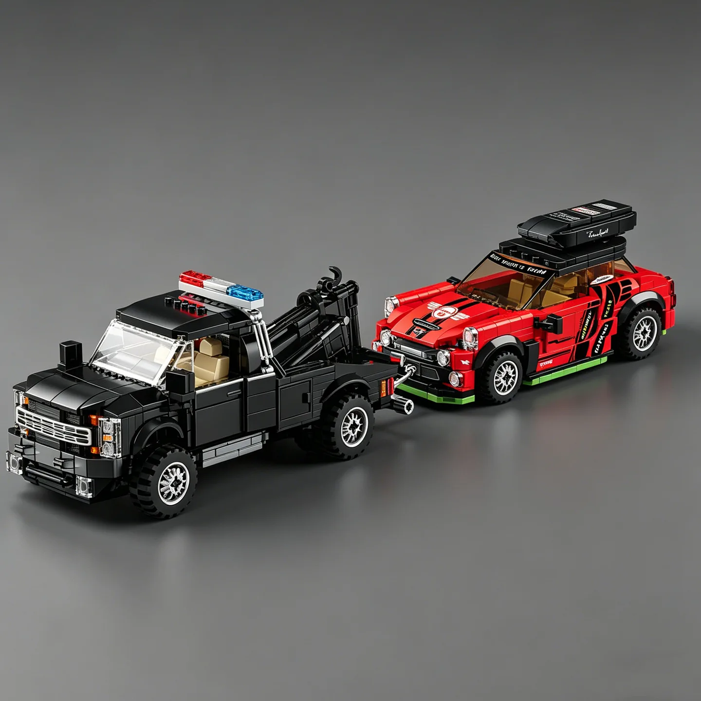 

NEW City Series Police Car F450 Trailer Mini Model Race Car Building Blocks Toy Tractor-Trailer Travel Edition RV