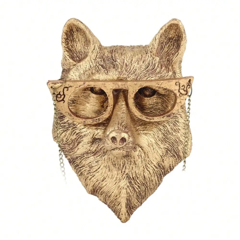 Decorazione da parete con testa di animale in resina, scultura con testa di volpe di cervo finto, decorazione da appendere a parete per soggiorno, camera da letto, cucina, regalo