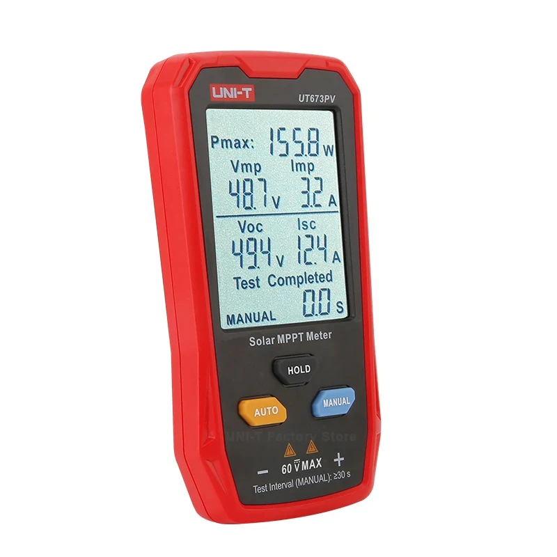 • Solor MPPT متر الضوئية ، ذروة الجهد الدائرة المفتوحة ، اختبار تيار الدائرة القصيرة ، Pmax lmf Voc Lsc ، UT673PV ، أقصى قوة