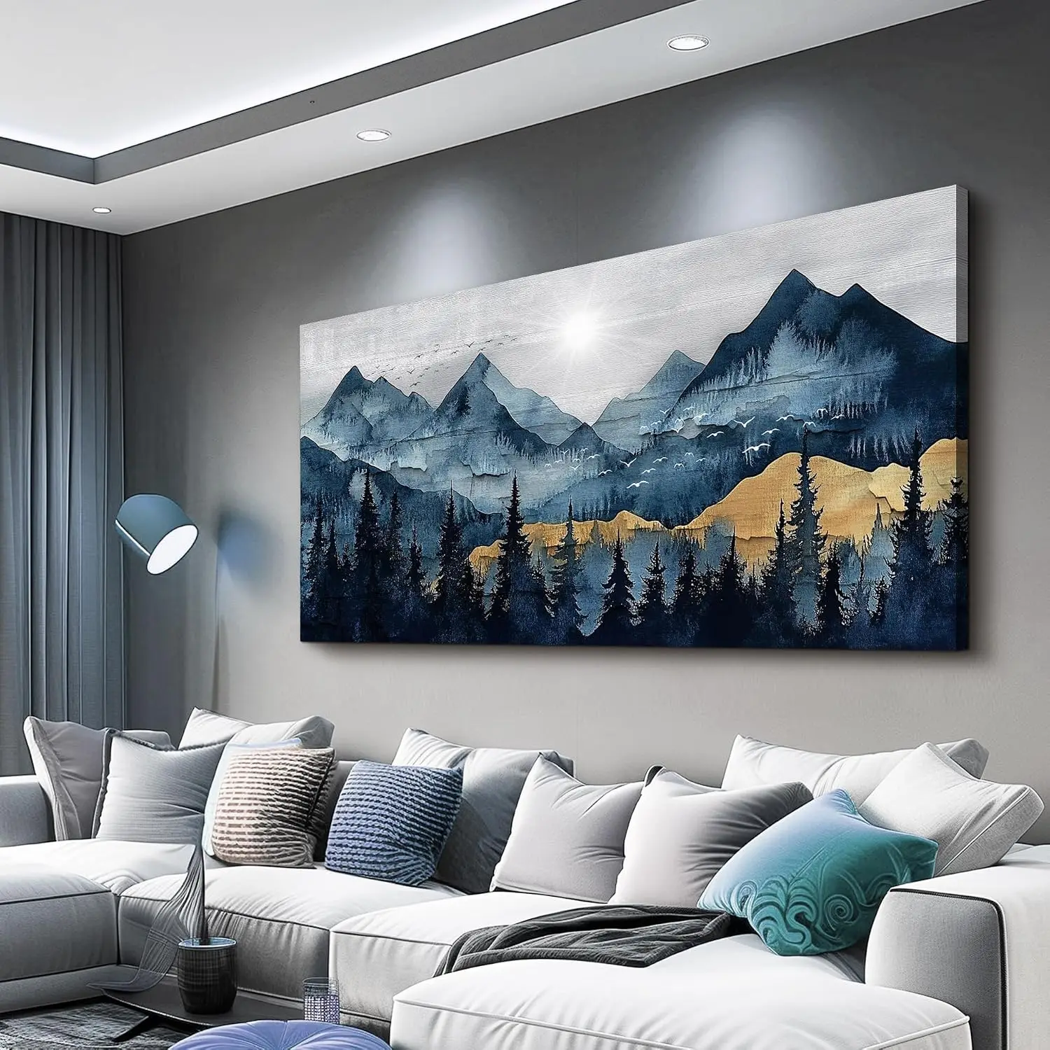 30x60 Inch Aesthetic Mountain Landscape Canvas Wall Prints, Abstract Scenery Large Indoor Wall Decor for Living Room Bedroom Office