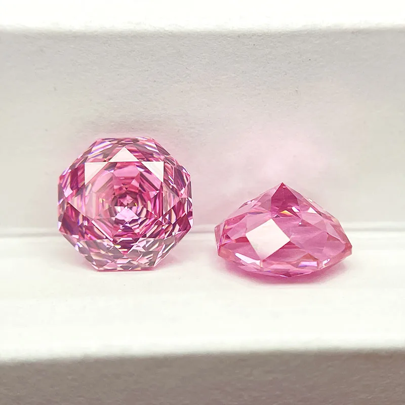 Cubic Zirconia Stone Octagon Rose Cut Hot Pink Color Loose Stones 6mm-12mm Used for DIY Charms Jewelry Making Main Materials