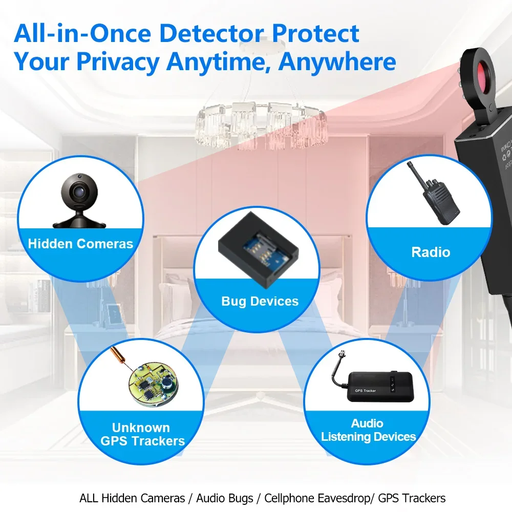 Anti espião sem fio detector de sinal rf bug gsm escuta áudio gps rastreador detecta dispositivos de rádio localizador anti candid câmera scanner