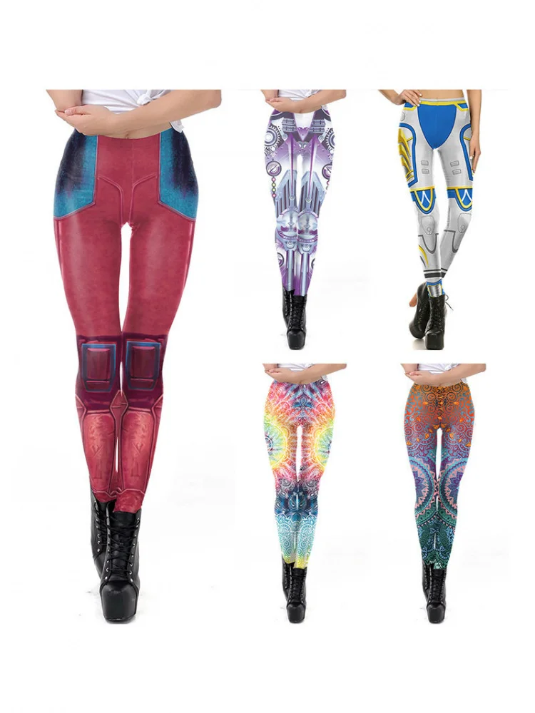 Halloween Fashion Camouflage Print Elastic Yoga Pants Digital Print Slimming High Waist Tummy Control Women's Leggings