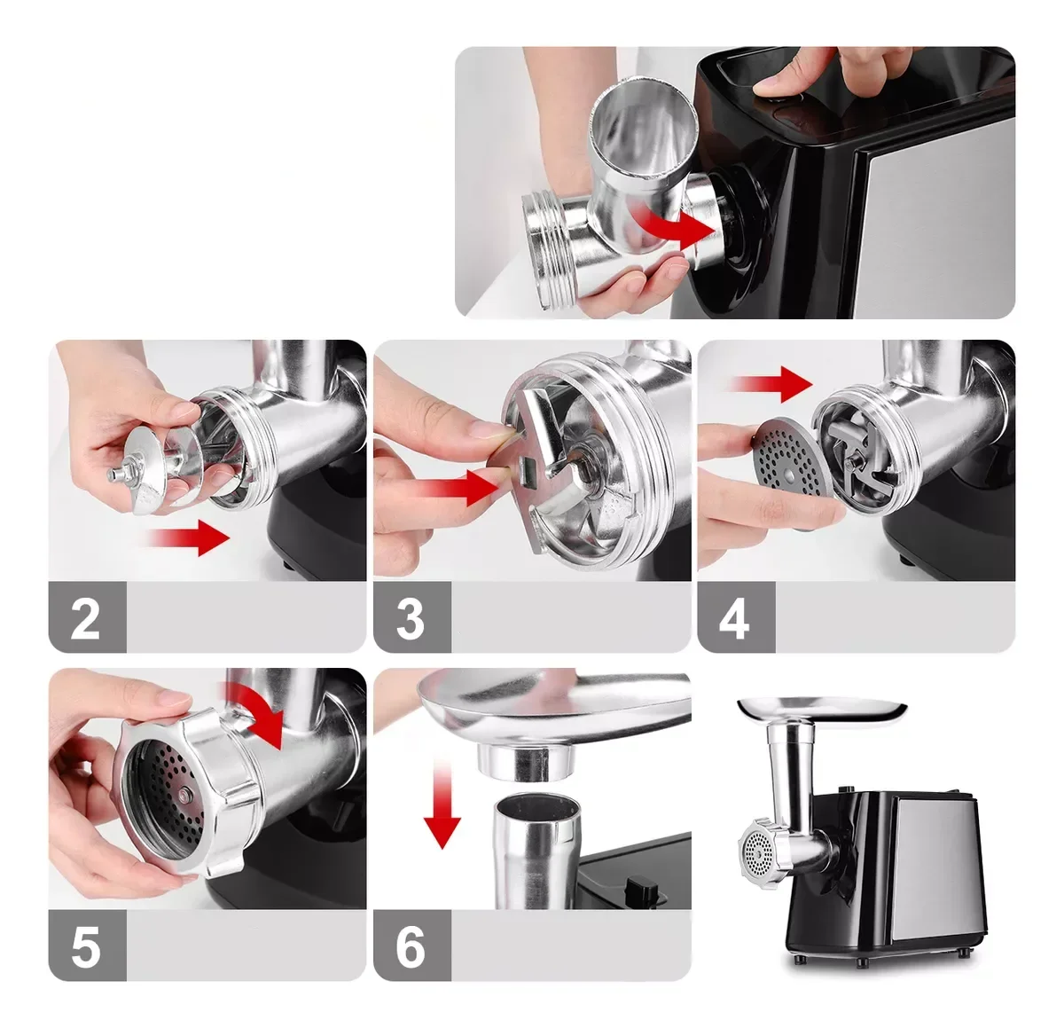 1000W Stainless Steel Electric Meat Grinder Multifunctional Home Sausage Stuffer Meat Mincer Vegetable Cutter Food Processor view 6