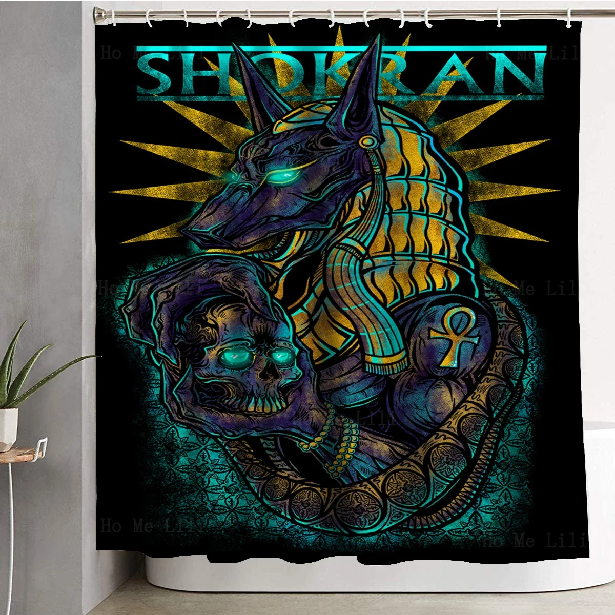 Heavy Metal Art Egypt Anubis Skull Thrash Band Rock Poster Feel The Fire Vintage Shower Curtain Bathroom Decor