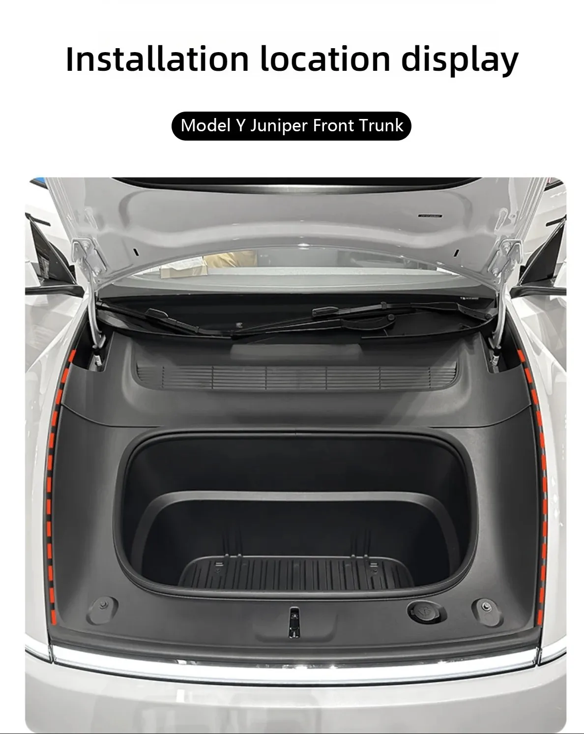 Für Tesla Model Y Juniper Frontkoffer-Dichtungssatz, schalldichter Gummi-Wetterstreifen, Modell 3, Highland Seal, Windgeräuschreduzierungssatz – Detail 4