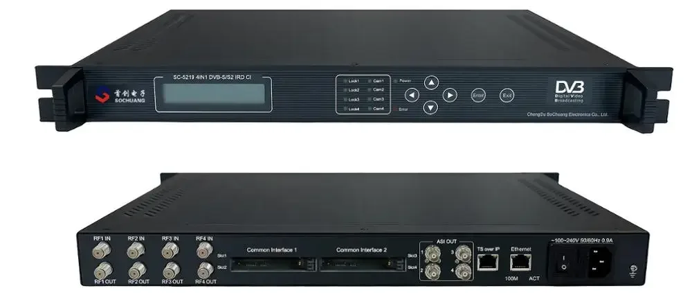 5219 DVB-S/DVB-S2 SPTS IP TV CI IRD(4 R F In,4ASI+32 SPTS Multicast IP Out)