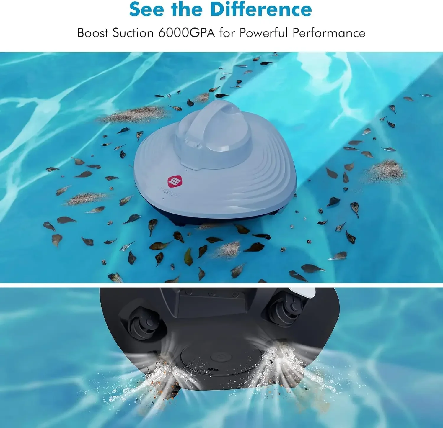 Cordless Pool Vacuum, Robotic Pool Cleaner, Automatic Cleaner Robot Lasts 90 Mins, Powerful