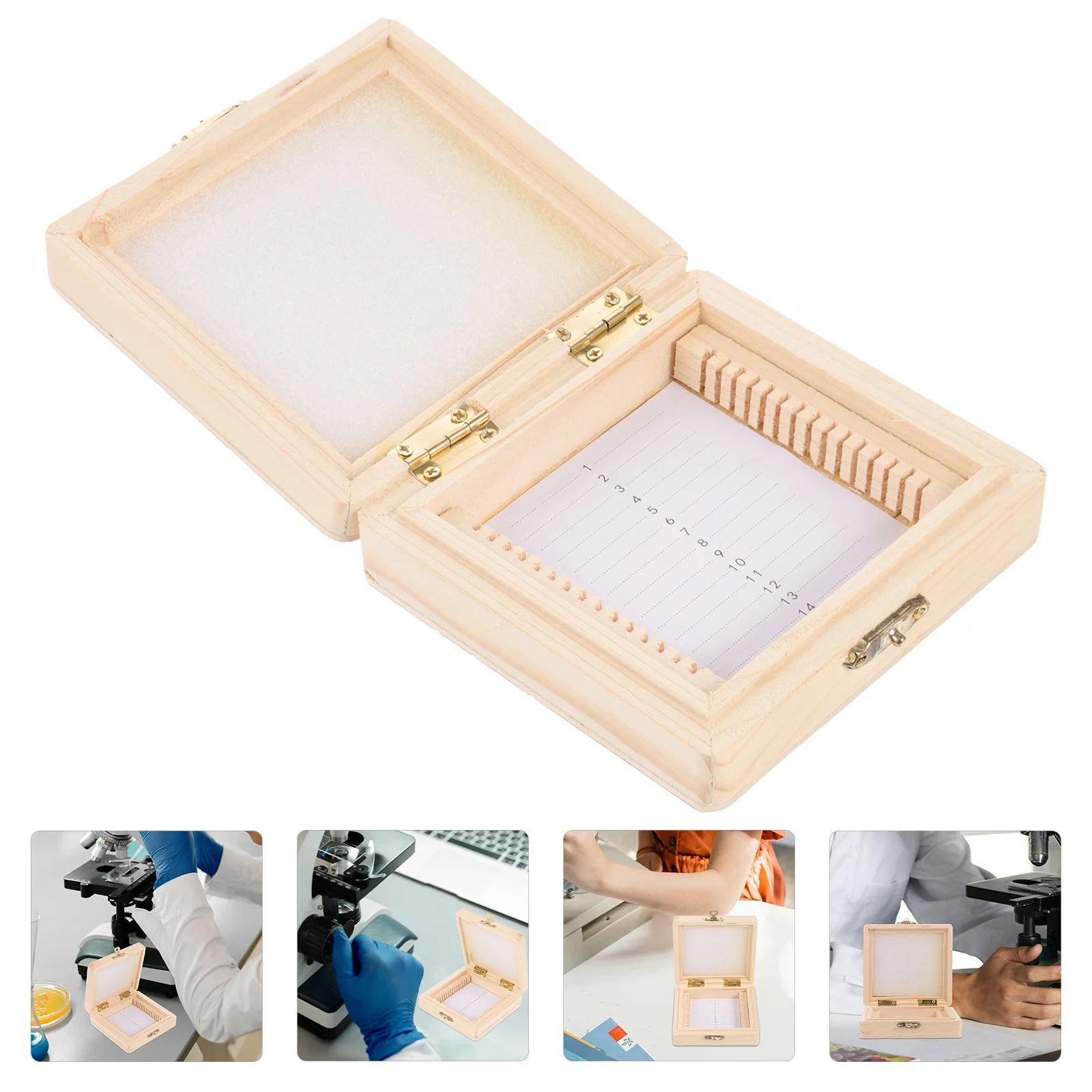 Microscope Box Wooden Biological Specimen Storage Organizer Laboratory Slide Holder Reusable Slide Storage Case - Image 4