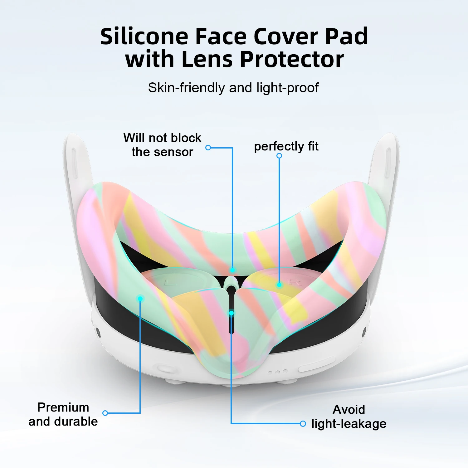 Silicone Cover Set for Oculus/Meta Quest 3 Accessories VR Headset Controller Grip Protector Cover Lens Cap Face Case Eye Mask