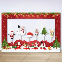 1pcs 2024 Merry Christmas Paper Photo Frame Fun Photo Booth Props Family Party Dinner Xmas Decorations Happy New Year Gifts
