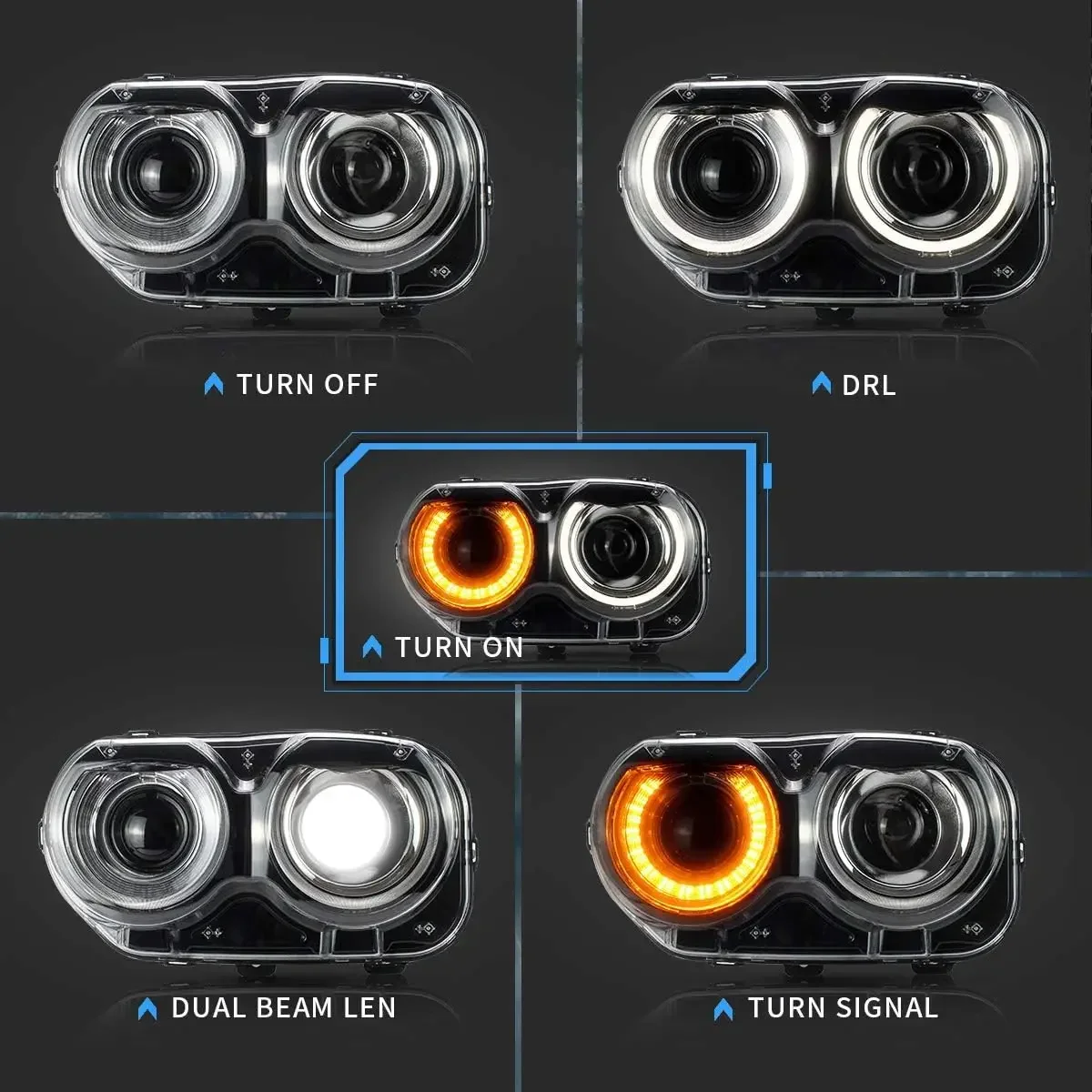 Led Headlights Compatible with Dodge Challenger 2015-2023(Not Fit Challenger with Hid Original headlamps Models) Need D2S/