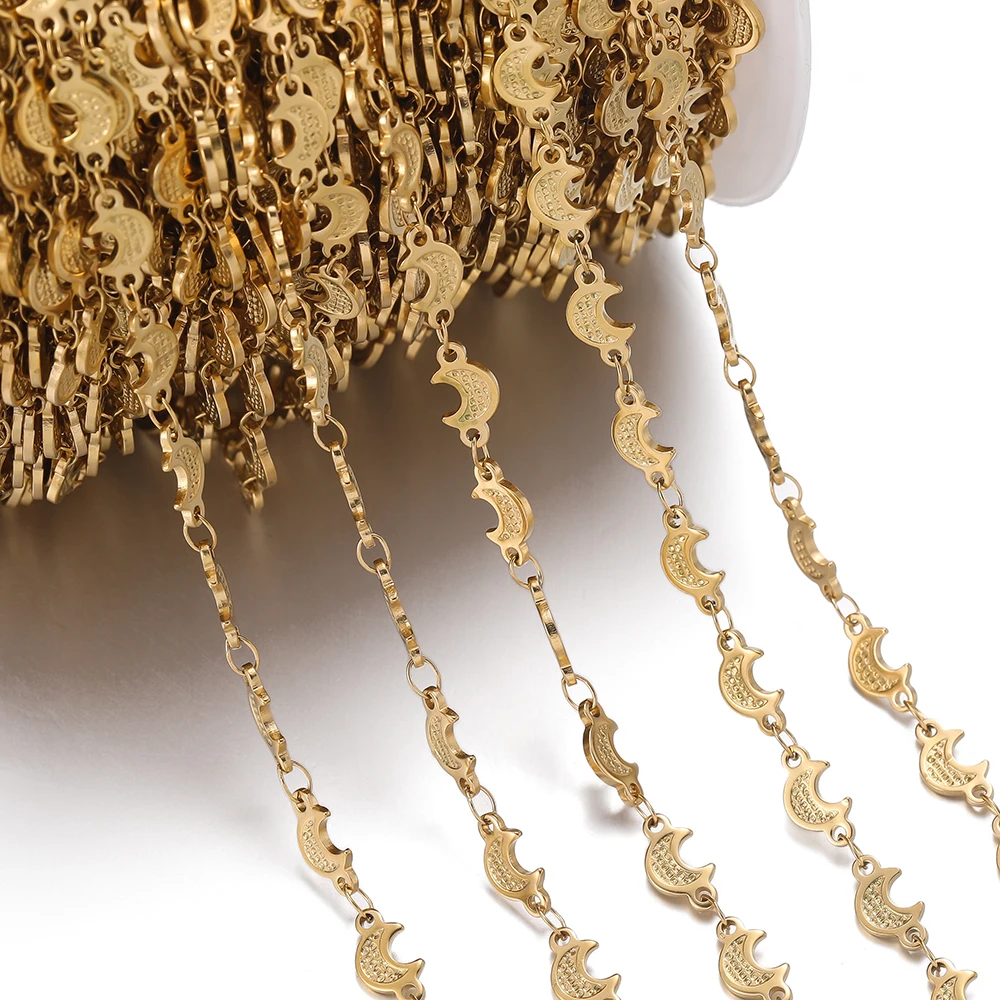 1m roestvrijstalen handgemaakte ketting reliëf ster maan hartvormige schakelkettingen voor doe-het-zelf armband taille ketting sieraden maken ketting
