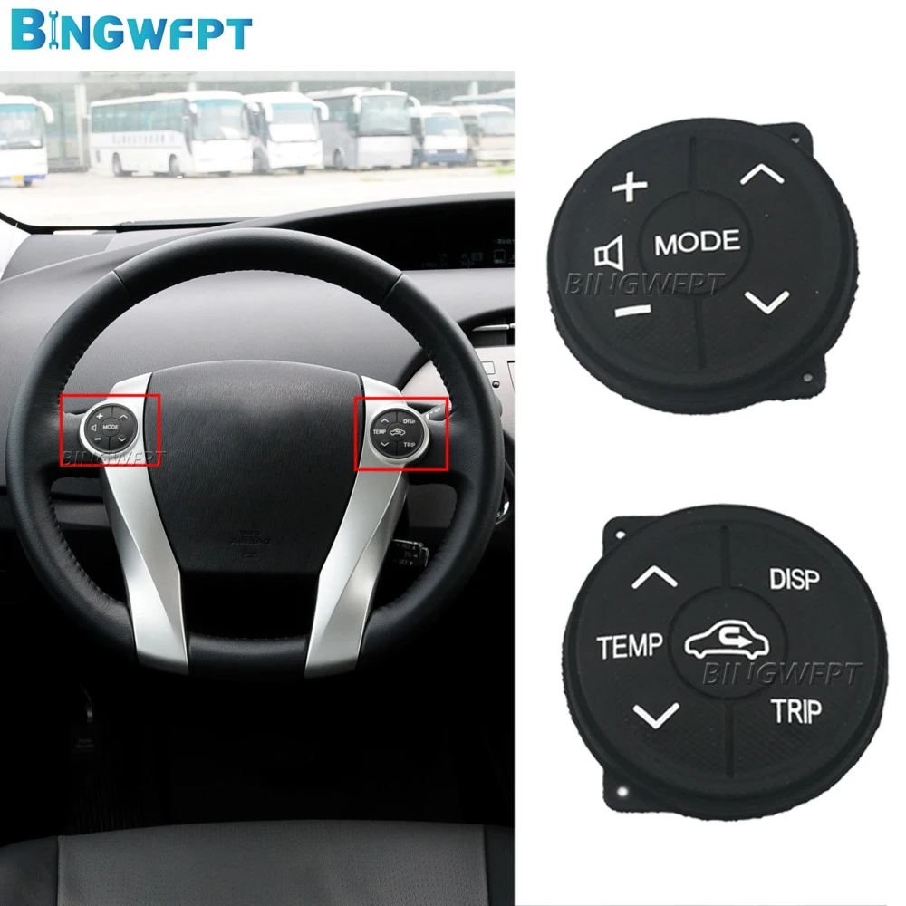 (Left + Right) Steering Wheel Switch Control Panel Rubber For Toyota Prius C US 2012-2017 Aqua 2014 Button Controller