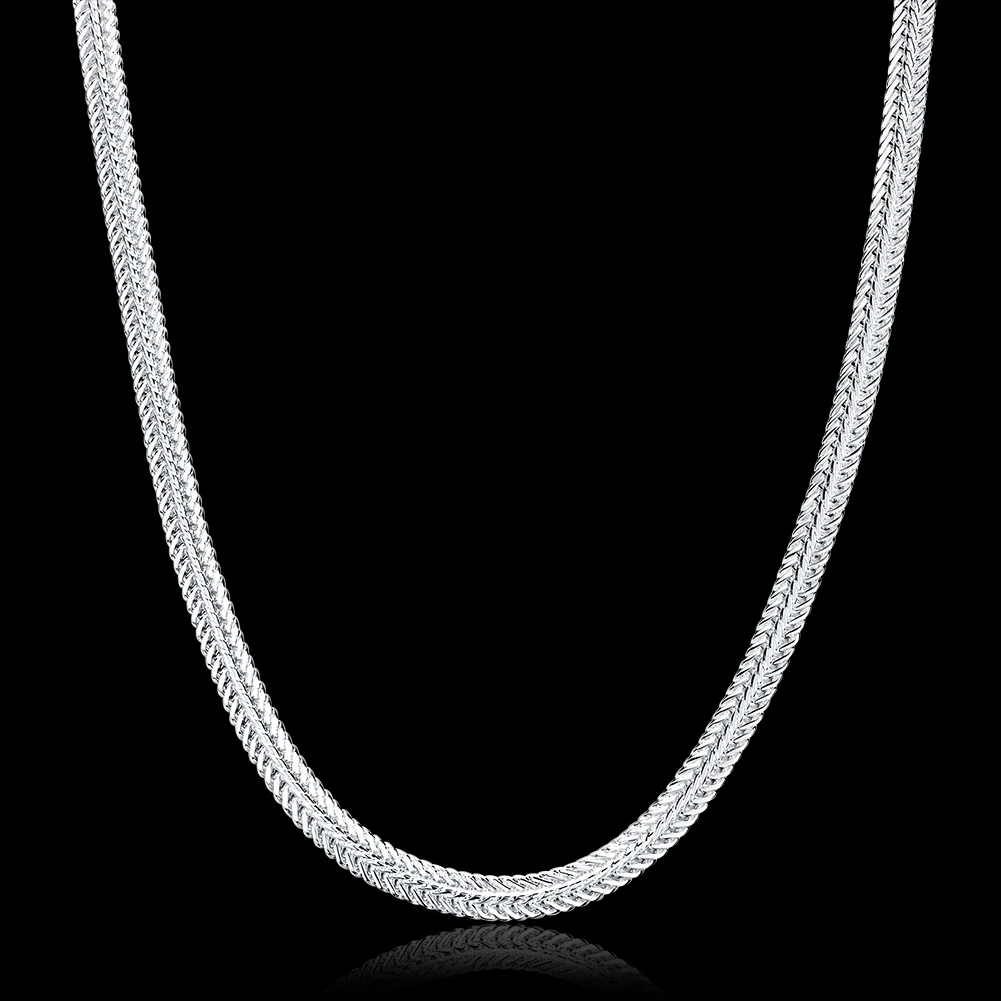 fine Solid 925 sterling silver Noble chain Necklace Jewelry for women men designer wedding engagement gifts 50cm 20inch