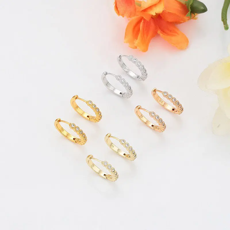 Wholesale--- AAA+ Zircon Hoop Earrings for Women Fashion Jewelry 18 k / 14 k / 24 k / White Gold Plated