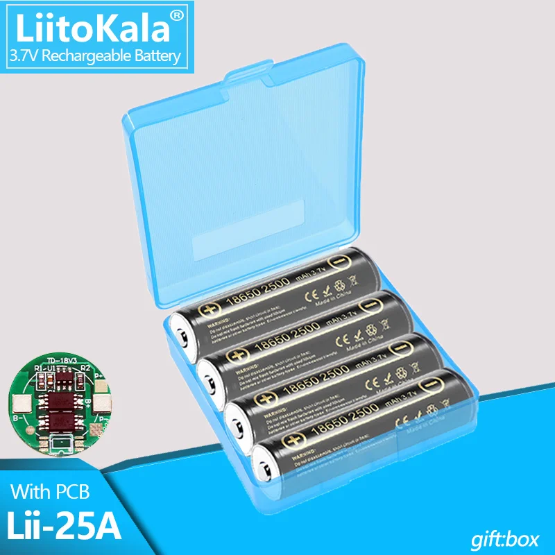 1-16PCS Liitokala Lii-25A Protected Original Rechargeable battery 18650 2500mah with PCB 3.7V For Flashlight batteries