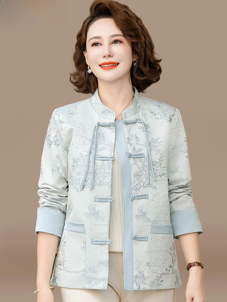 

Новая китайская модная верхняя одежда: осенний кардиган на молнии свободного кроя для женщин среднего и старшего возраста