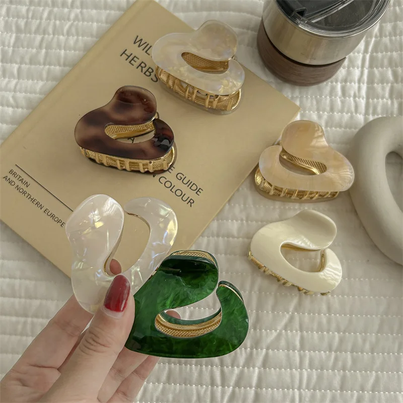 1PC 여성용 상어 발톱 헤어 클립 불규칙한 아세테이트 독특한 머리 뒤쪽 고르지 않은 디자인 세련된 헤어 액세서리