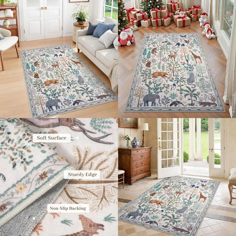 

5x7 Washable Modern Neutral Area Rugs, Ultra-Thin, Non-Shedding, Stain Resistant for Living Room, Bedroom, Dining Room, Kids' Ro